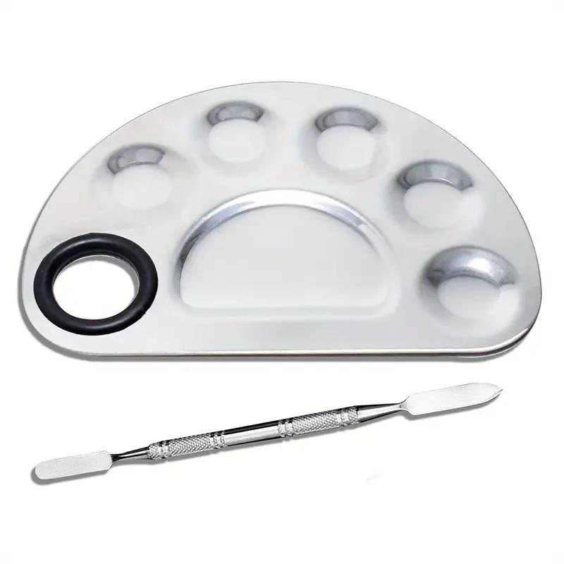 

Stainless Steel Makeup Mixer Nail Art Polish Mixing Plate Foundation Eyeshadow Mixer Palette with Spatula Rod Beauty Tools Stain