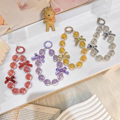 Ins New Bow Beaded Bracelet Is Suitable for Portable Lanyard Schoolbag Hanging Strong Anti-lost Keychain Pendant