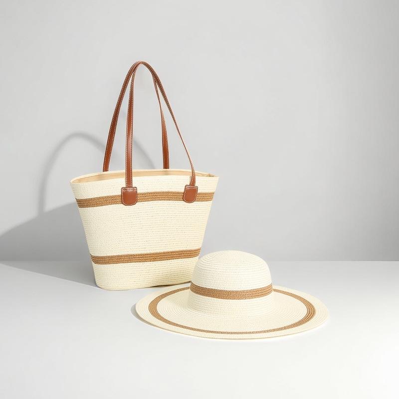 New Shoulder Straw Woven Bag Woven Bag Large Capacity Casual Versatile Fashion Women's Vacation Seaside Beach Woven Bag