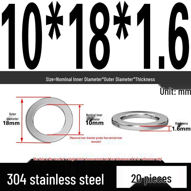 Thickened 304 Stainless Steel Flat Washer Spacer (M2-M36)