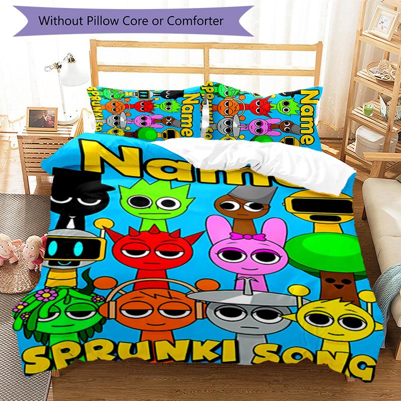 3pcs SPRUNKI10 Cover Set - Personalized Name, HD Printed Bedding with 1 Cover and 2 Pillowcases - Perfect for Home Decor, Easy Care