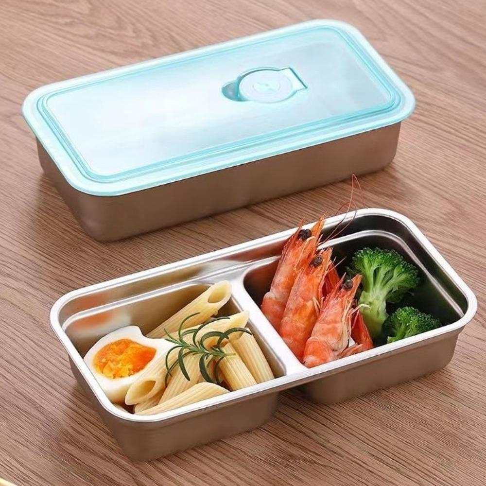Double Compartment Snack Box Stainless Steel Lunch Box Travel and Outdoor Campin