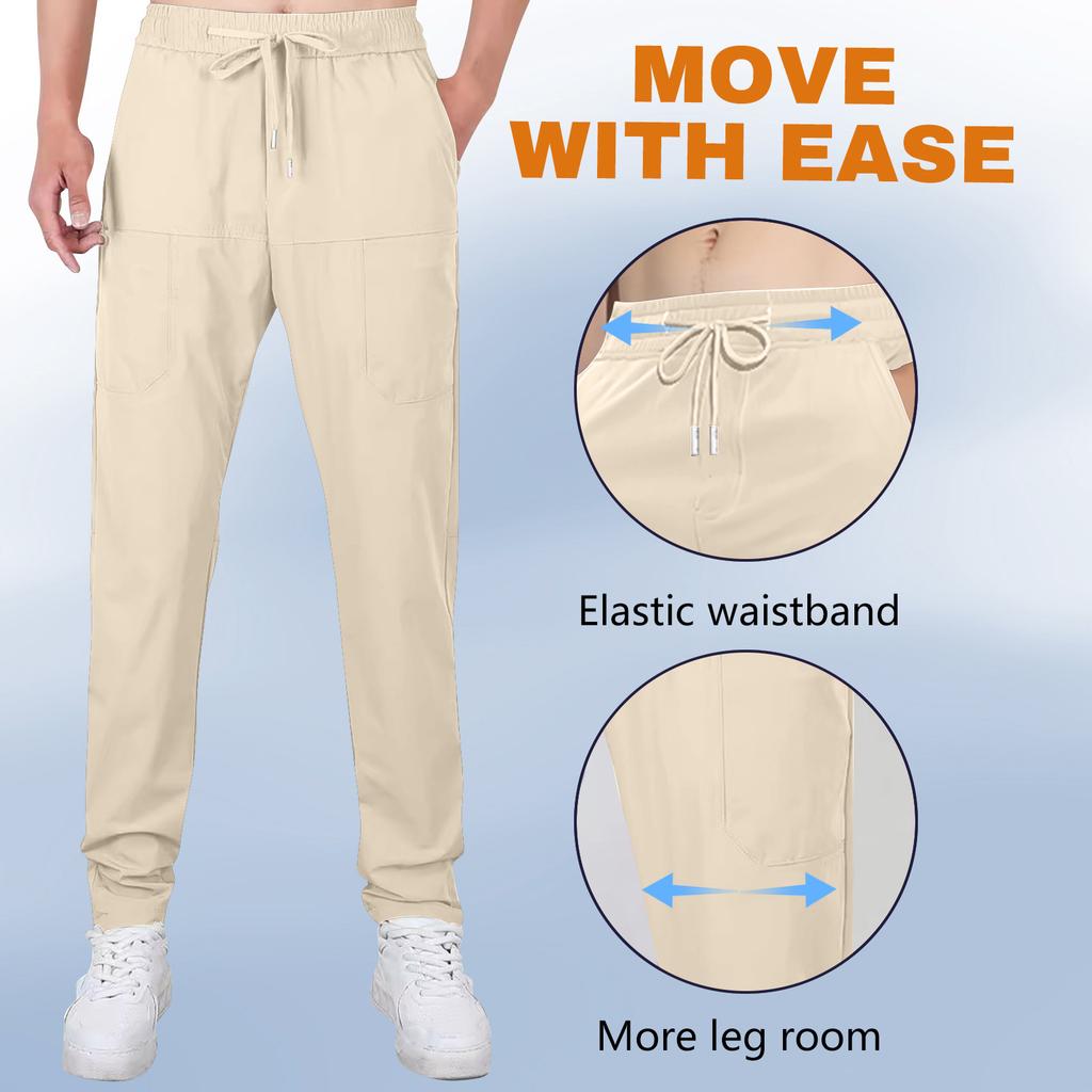 Herren Stretch Schnelltrocknende Sporthose Kordelzugbund Freizeithose Vier Taschen Wanderhose