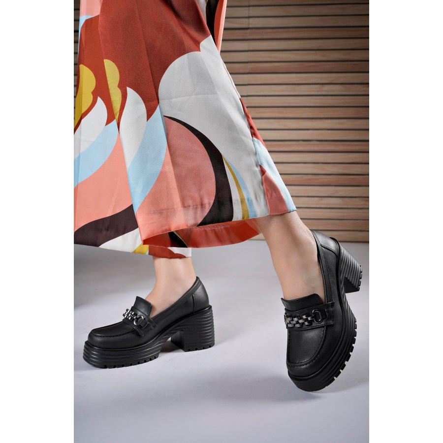 Women Platform Heeled Loafer Shoes