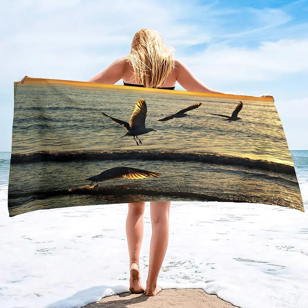 Plážová osuška Seagull, Plážová osuška z mikrovlákna Rychleschnoucí, Plážová osuška bez písku Superlehké osušky na bazén, kempování