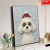 DIY rahmenloses Perlenmalerei-Set Niedlicher Hund Winter Gemütliches Zuhause Dekoration 3D Glänzende Perlenkunst Leinwand Entspannendes Bastelgeschenk für Erwachsene