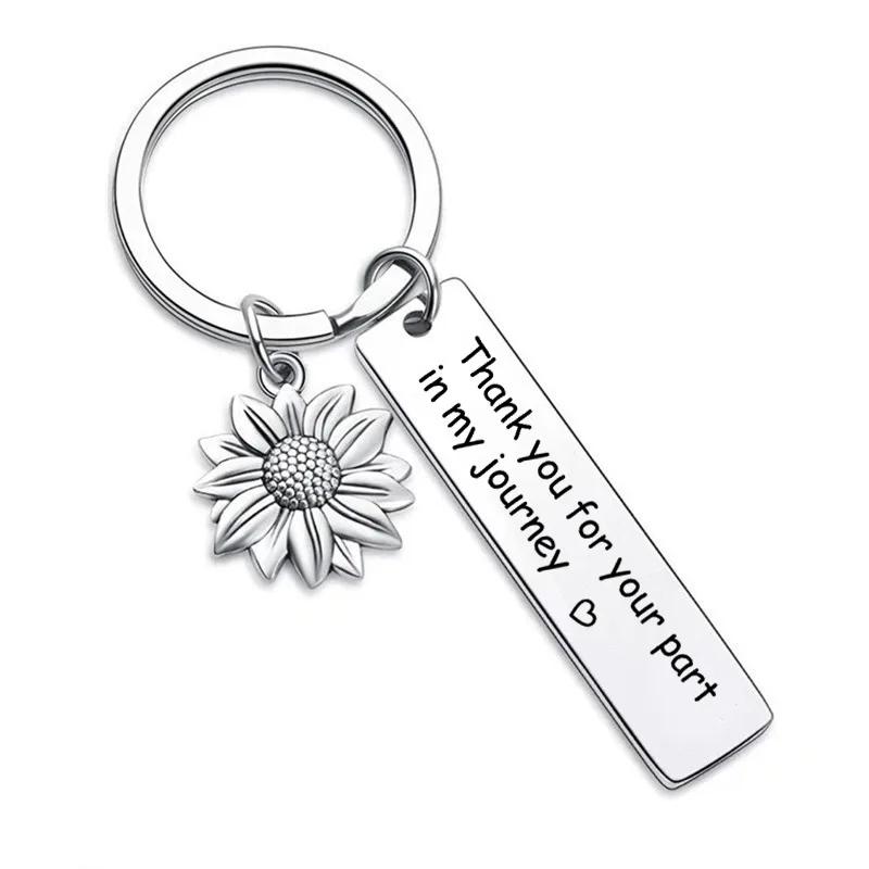 Inspirational Sunflower Keychain Friendship Jewelry Best Friend Gift Jewelry Friends Moving Away Gift English Phrases Key Ring