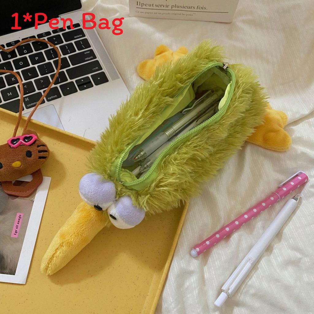 Canvas Eeyore Piglet Bird Pencil Case Large Capacity Organizer For Girls School Supplies Brown Kiwi