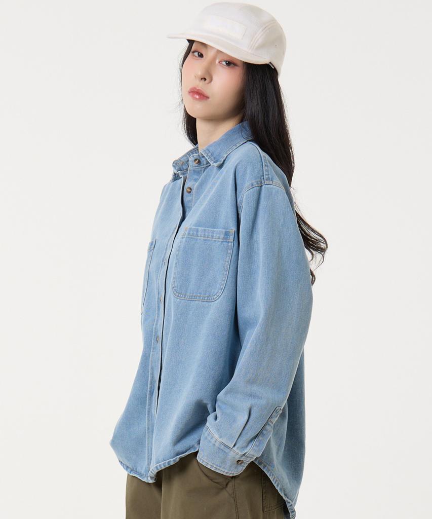 UNKNOWN PLANET Loose Fit Denim Shirt Blue