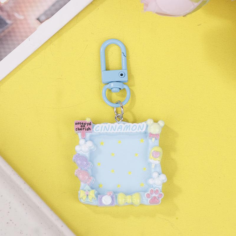 

Cute Cartoon Picture Frame Keychains Diy Card Album Mini Photo Frame Pendant Keyring For Women Girls Headphone Case Bag Ornament синій