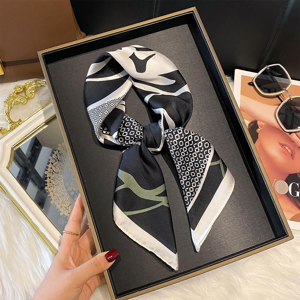 Spring Square Scarf 70Cm High-End Simulation Silk Scarf Women'S Fashion Headscarf Versatile Small Scarf