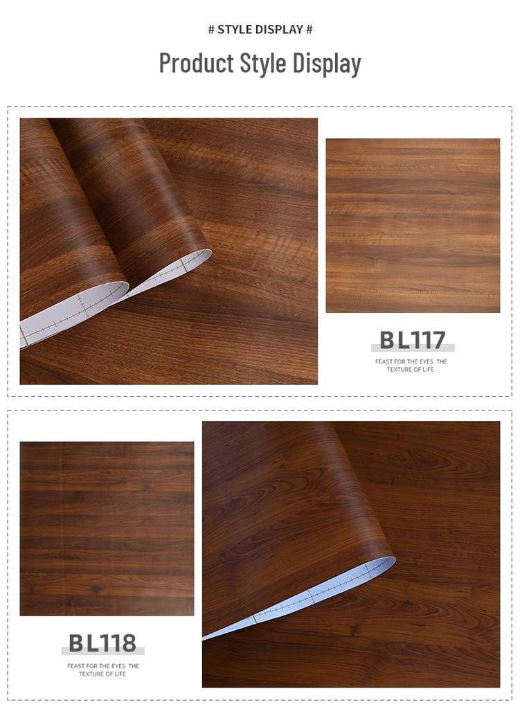 Vintage Walnut Wood Grain Waterproof Self-Adhesive Wallpaper for Living Room and Furniture Walls