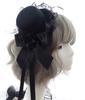 TaJiMy Black Gothic Lolita Mini Top Talk Lolita Accessory Hair Rose Hat, Hat, Hat, Headpiece, Parts, Accessory, Cosplay,