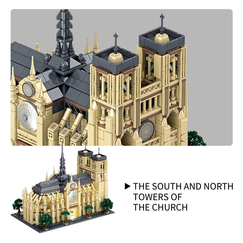 Cathédrale Notre-Dame de Paris Building MOC Toy Educational Building Block Famous Architecture Kit Children's Gift No.T2106