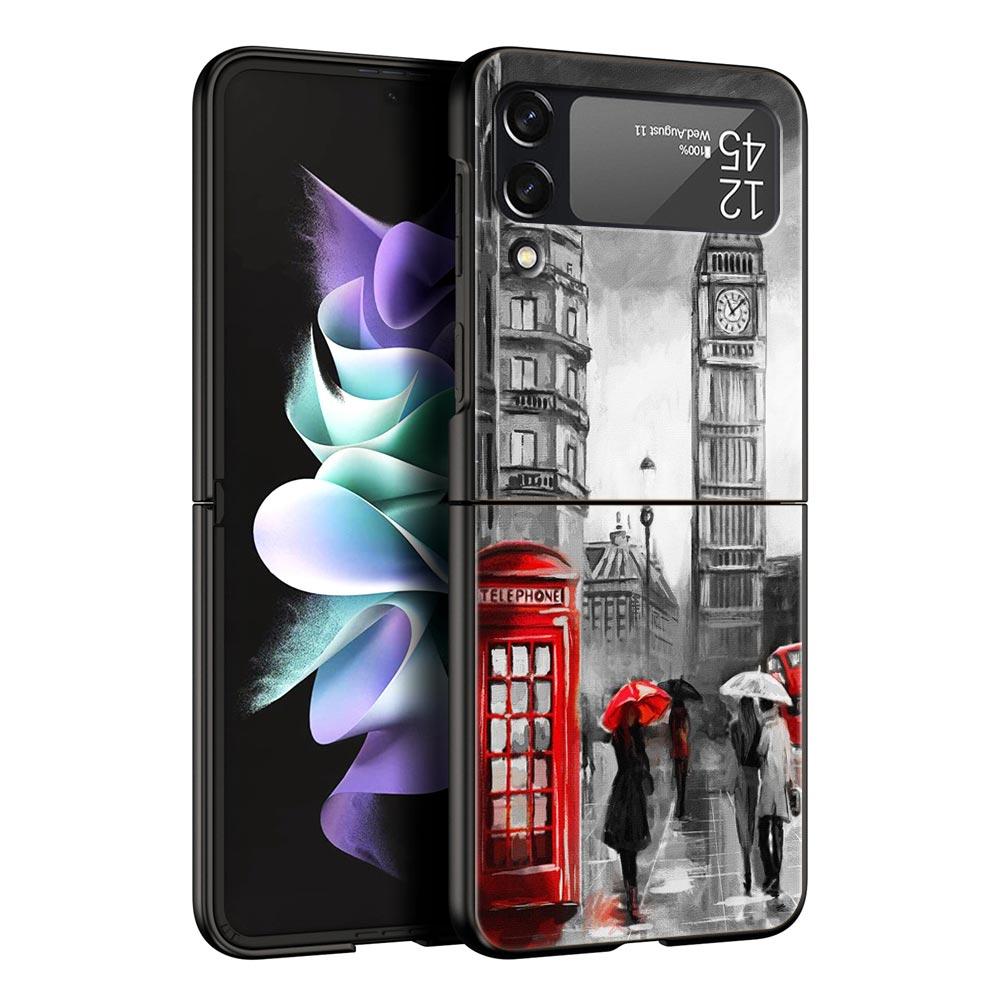 England UK Flags Phone Case For Samsung Galaxy Z Flip3 Flip4 Flip5 PC Bumper Shell For Z Flip 3 4 5 Black Hard Folding Cover
