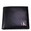 wallet with coin genuine ck logo coin pocket and 31KJ130003 [Calvin Klein] Bi-fold purse, leather, plate, wallet, men's women's, (BLACK) [Used]