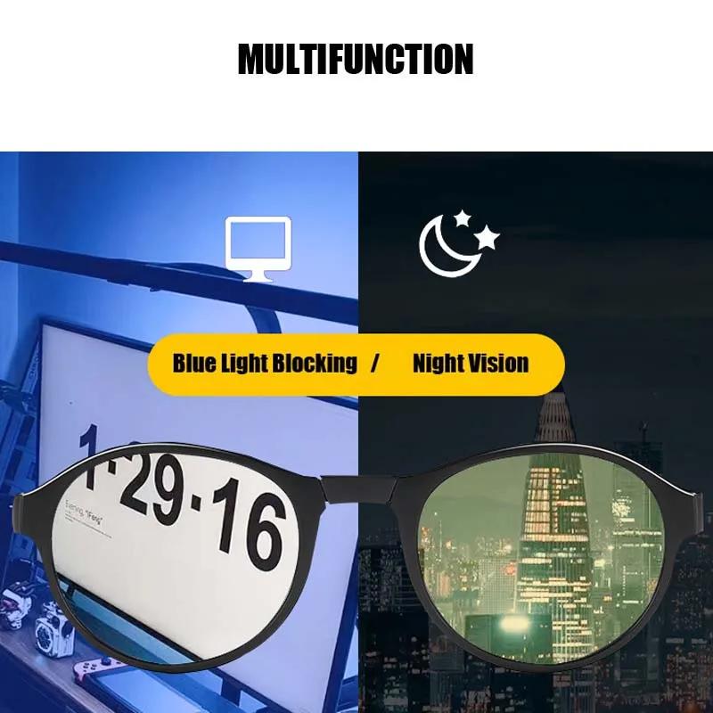 Anti-Glare Goggle Shades Night Vision Glasses for Driving with Box Men Women Foldable Round Blue Light Blocking Computer Glasses