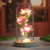 Three simulated immortal flowers, glass cover ornament, LED night light, rose, creative Valentine's Day gift.