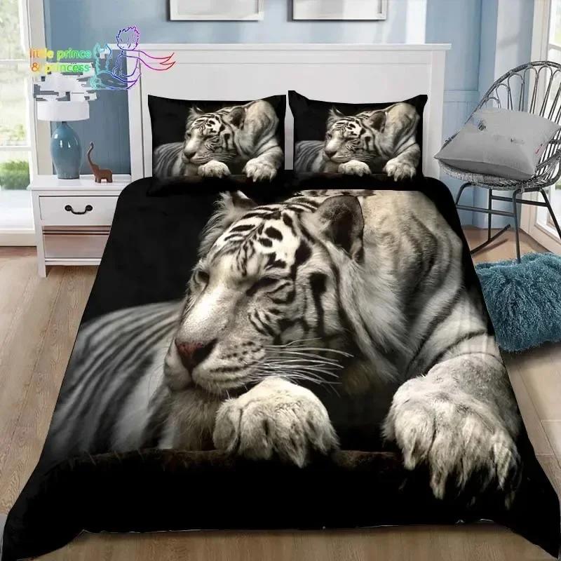 Retro Forest Tiger Bedding Set Single Twin Full Queen King Size Bed Set Adult Kid Bedroom 3D Print Animal Bedding Gift
