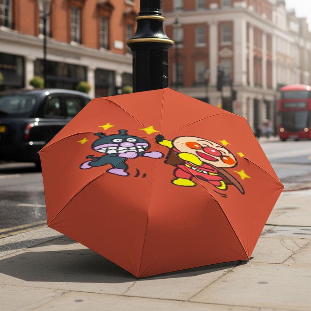 Kawaii Anpanman Cartoon Umbrella Portable Lightweight Travel Umbrella Anti-UV Sunshade Umbrella for Boys Girls