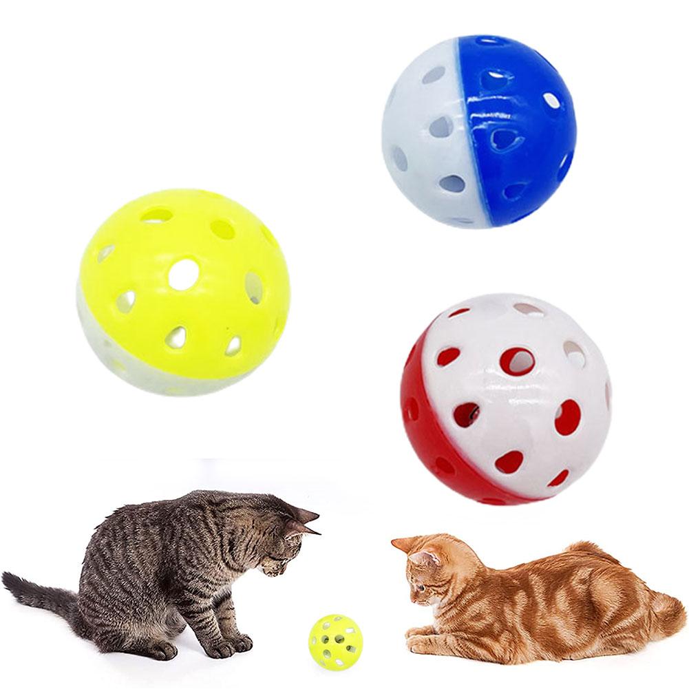 Cute Cat Toy Ball Sound Bell Interactive Cat Toy Multi-colored Plastic Hollow Toy Ball Fun Pets Cat Interactive Exercise Ball