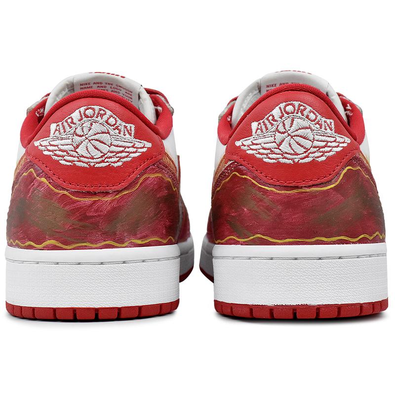 Jordan Air Jordan 1 Low top Vintage Basketball Shoes Unisex Red White Gold CZ0790-161(Team679-)