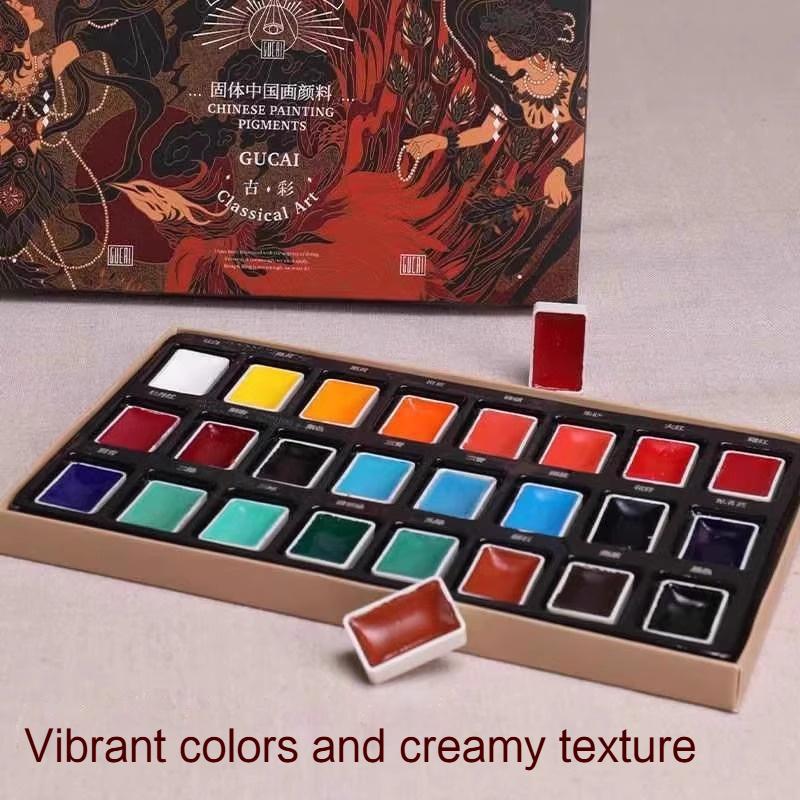 Chinesische Malpigmente 12/24 Farben Klassische Kunst Feste Pigmente Tragbar Traditionelle Chinesische Malerei Zeichenkunstbedarf