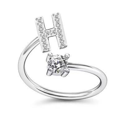 Zirkon Anfangsbuchstabe A-Z Buchstabenringe für Frauen Mädchen Verstellbarer offener Ring Name Alphabet Weiblich Hochzeit Modeschmuck Geschenk