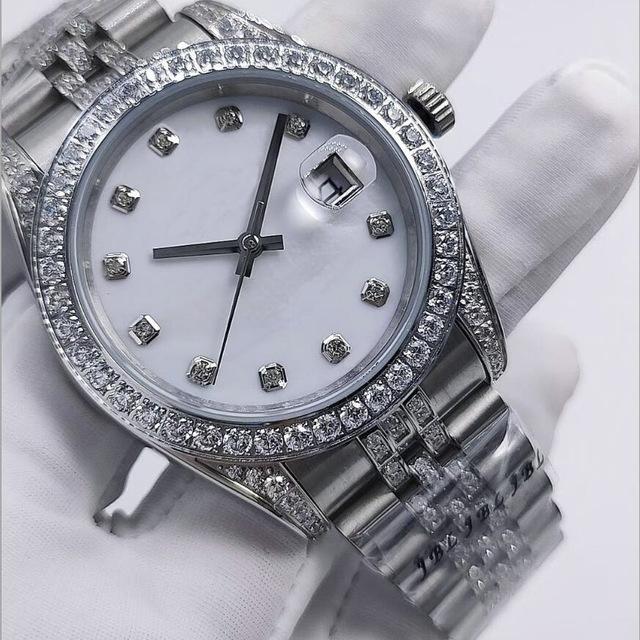 

Роскошные мужские часы 41 мм с автоматическим механическим сапфировым стеклом и ремешком из нержавеющей стали с бриллиантами