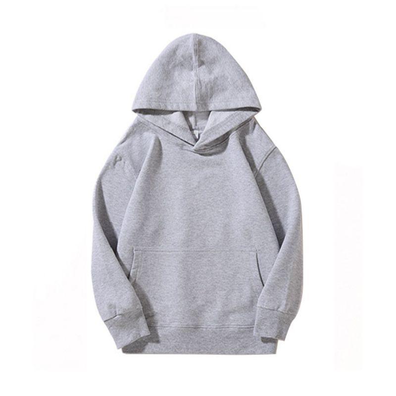 4-14 Years Kids Solid Color Hooded Pullover Long Sleeve Coat