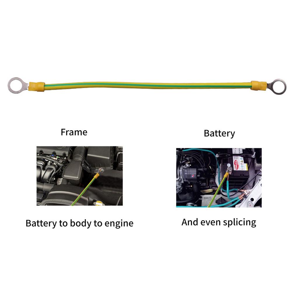 Yellow Green Grounding Wire With O-Rings Terminals Solar Photovoltaic Panel Ground Wiring Connection Hole Size 9mm