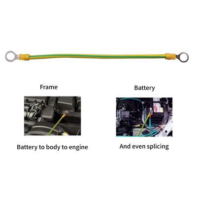 Yellow Green Grounding Wire With O-Rings Terminals Solar Photovoltaic Panel Ground Wiring Connection Hole Size 9mm