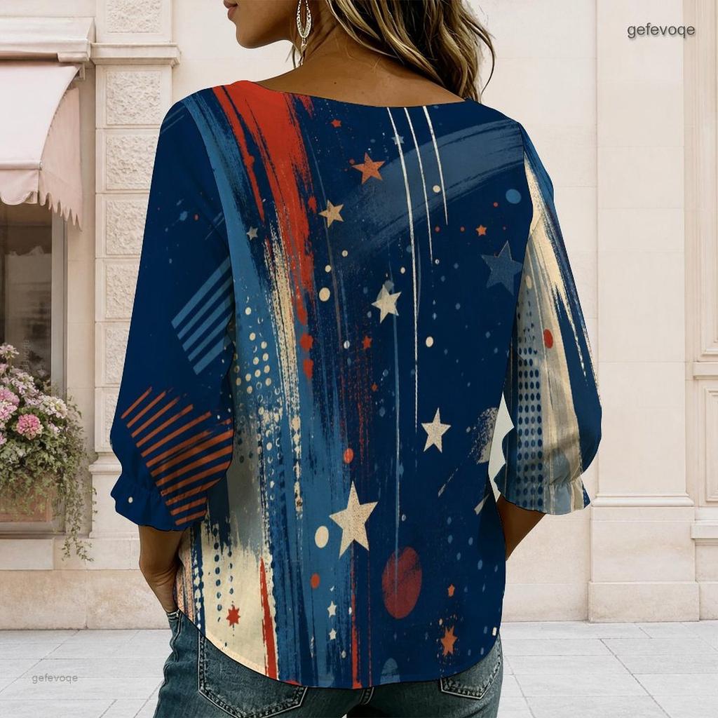 Womens Plus Size Square Neck Long Sleeve Front Button Elegant Loose Versatile Casual Ladies Blouse