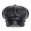 Octagonal Cap Women Adjustable Faux Girls Retro Peaked Beret Cap Leather Hats Solid Color Winter Autumn