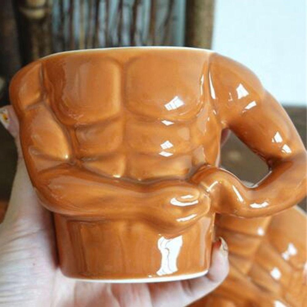 Gift Box Muscle Man Mug With Handle Funny Gift Mugs Funny Gift Unusual Route Mug  Household Use