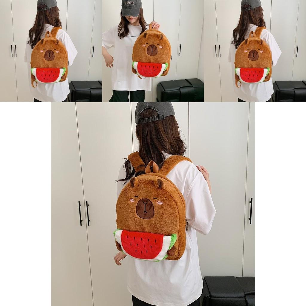Capybara Plush Backpack For Kids With Zipper Closure And Breathable Design For School And Travel