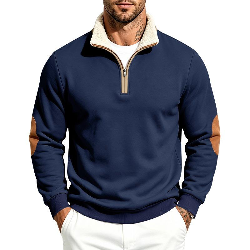 Men's Heavyweight Fleece Lined Stand Collar Sherpa Sweatshirt Casual Top.