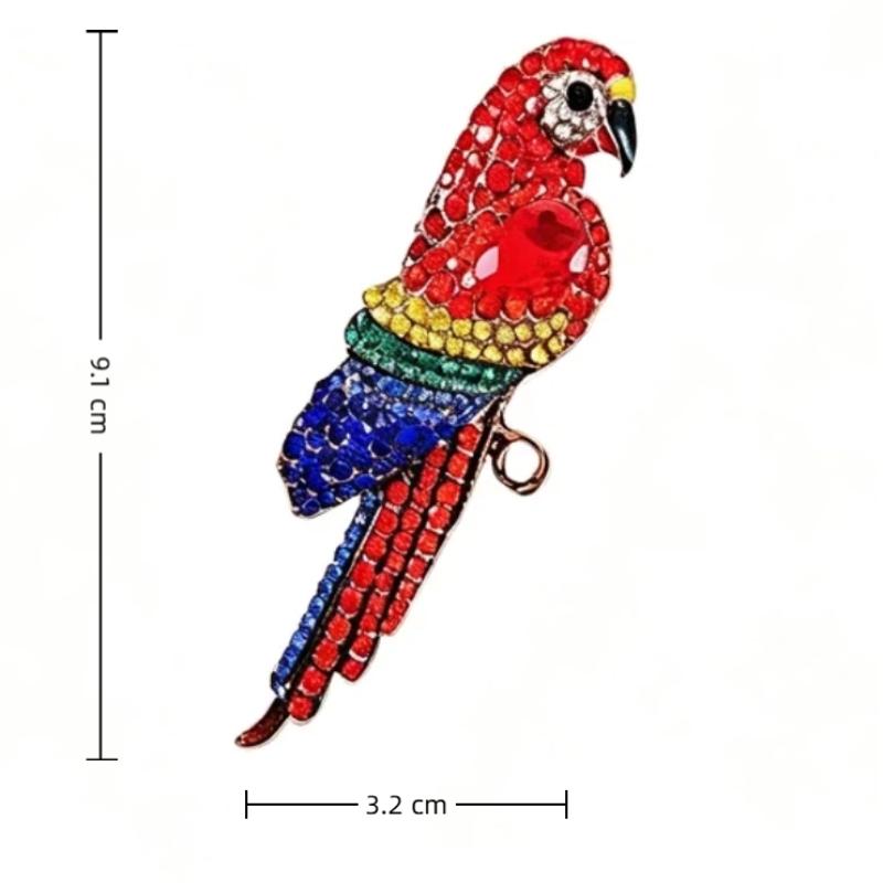 1Pcs Unisex 2-Color Rhinestone Beautiful Animal Party Casual Brooch Pin Shining Parrot Bird Brooches For Women Gifts