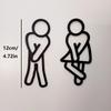 2Pcs/set 2D Flat Funny Restroom Signs Black Plastic Men Women Toilet Signage Wall Sticker Door Decor For Restaurant Hotel Cafe