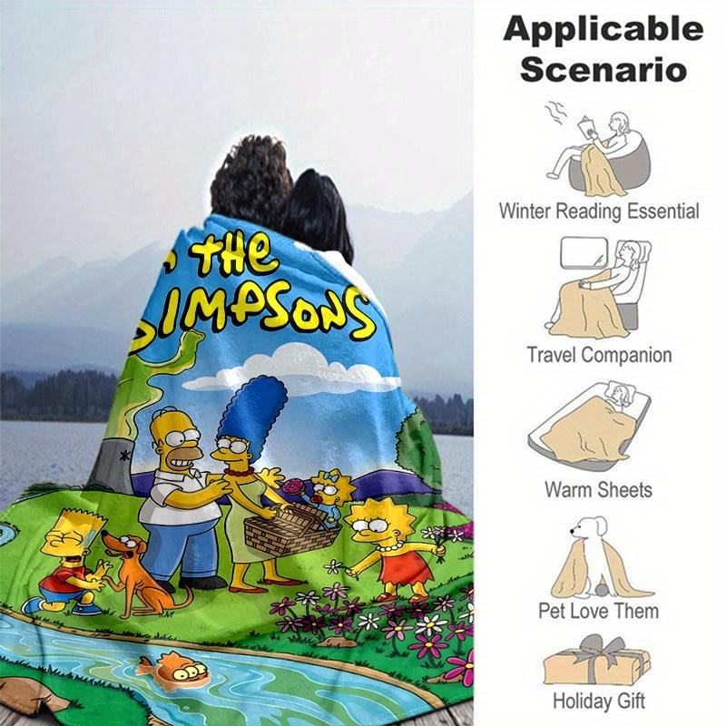 Die Simpsons Cartoon Decke, Kurzer Plüsch Niedliche Warme Decke, Wohnzimmer Heimdekoration Sofa Vier Jahreszeiten Reisen
