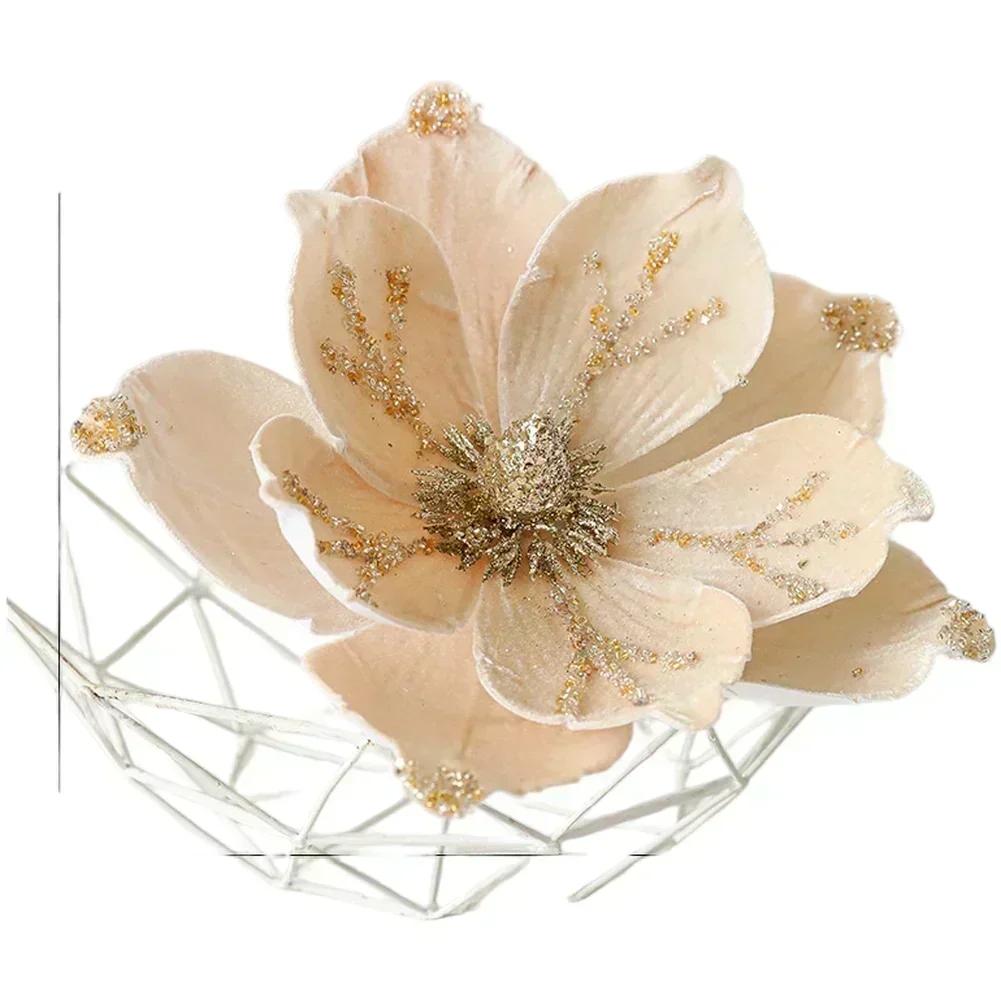 Holiday Home Decor Christmas Artificial Flower Elegant Touch Lifelike Design Light Luxury Style Realistic Magnolia Holiday Decor