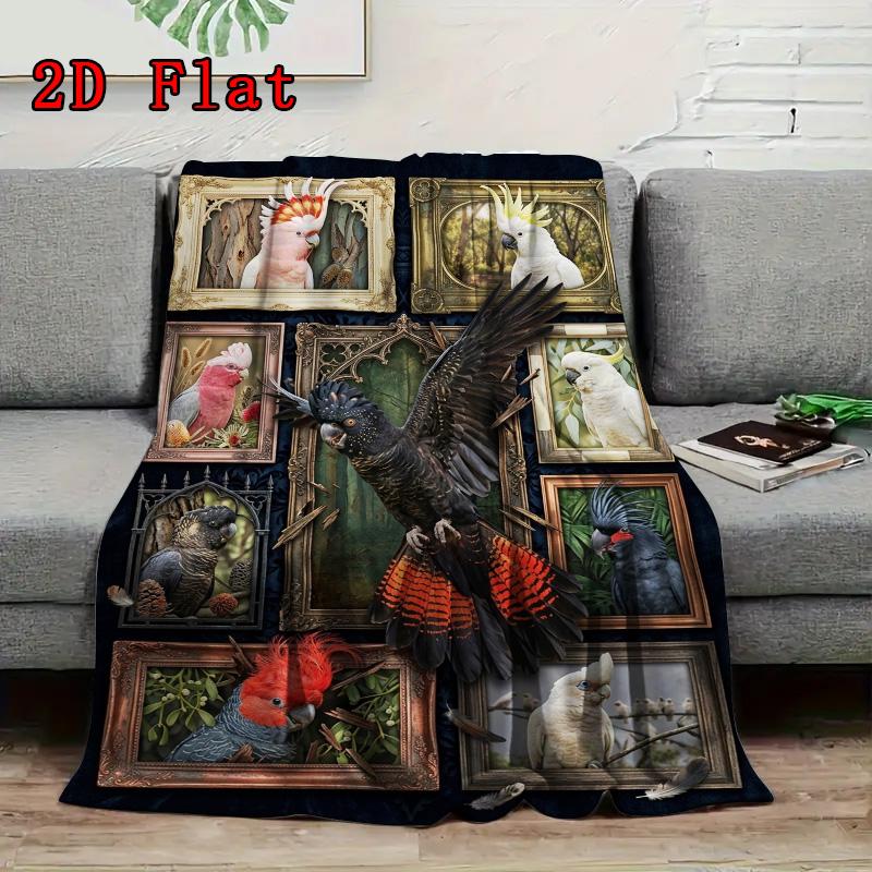 Cockatoo Collection 2D Flat Pattern Flannel Blanket, High Quality All Seasons, Home Decor, Warmth and Comfort, Perfect for Christmas Gifts.