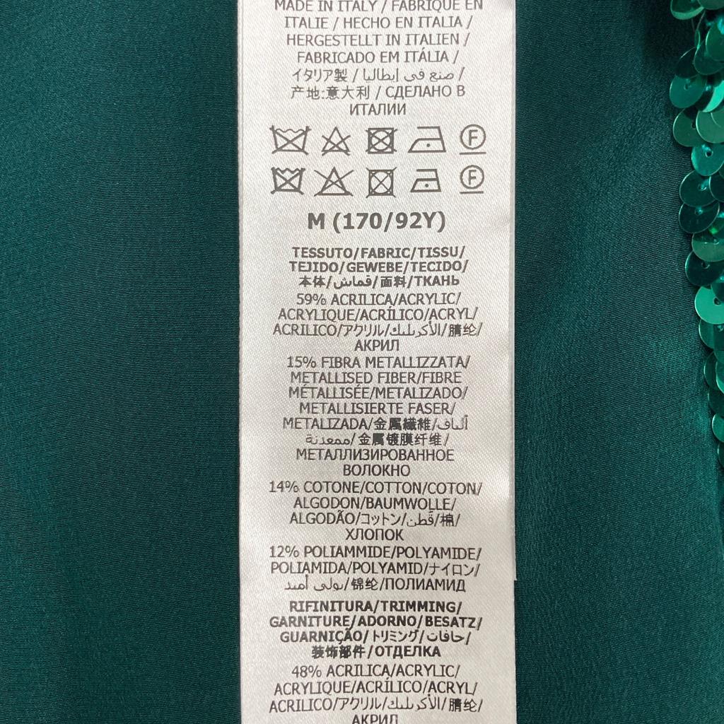 Gucci 653449 XKBTI Glitterx Sequin Silk Lining Collarless Buttonless Jacket M greenUsed