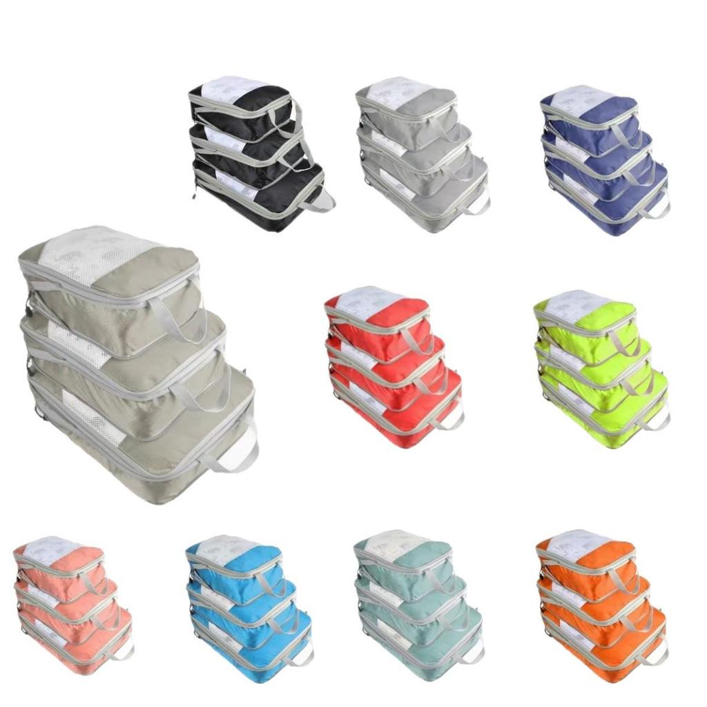 Reise-Kompressionsbeutel-Set: 3-teiliger Packorganizer für Koffer Kleidung