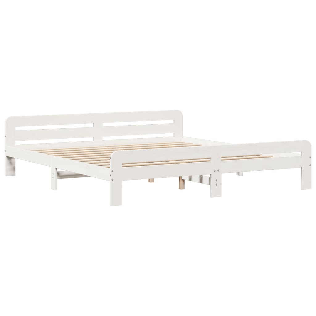 Solid Wood Bed without Mattress White 200x200 cm Pine Wood