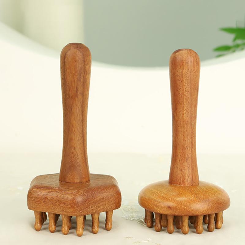 Multi-Functional Wood Therapy Massage Comb Scalp Head Massager Natural Wood Circular Tooth Guasha Scraping Body Massager
