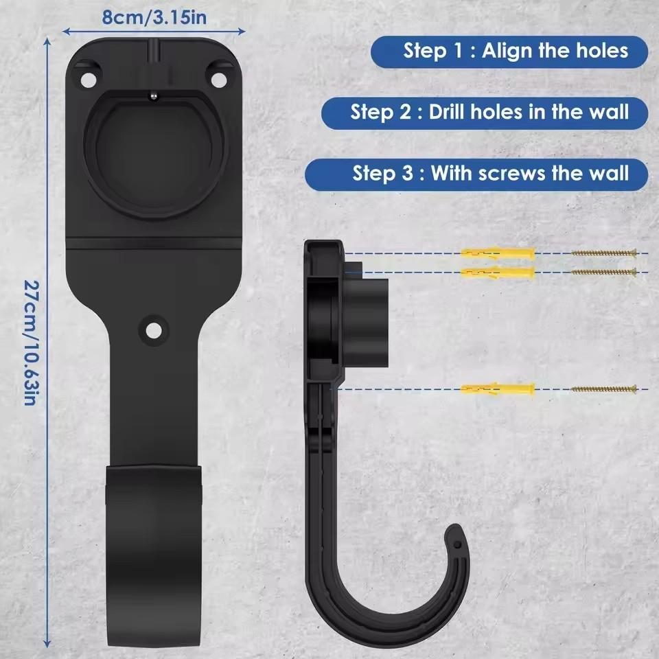 Strong and Durable Electric Car Charger Cable Holder Base with Hook Type 2 Charging Cable Charging Plug Extra Protection Bracket
