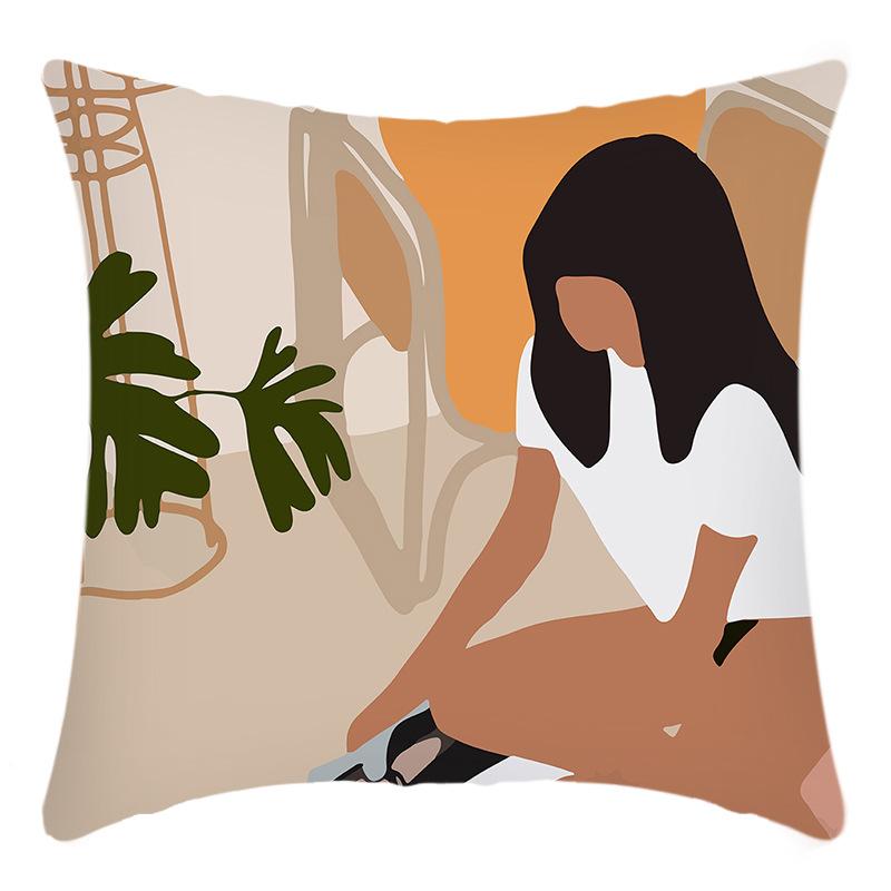 

Новая наволочка Искусство Абстрактный принт Наволочка Короткий плюш Льняная наволочка 45 * 45Cm pillowcase