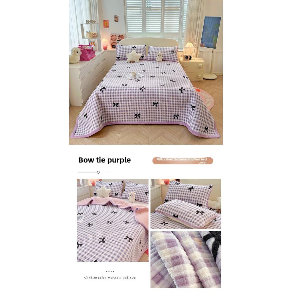 Zimní silný mléčný sametový přehoz na postel, tatami rohož s bavlněným kang přehozem, protiskluzová matrace, hřejivé prostěradlo z korálového sametu