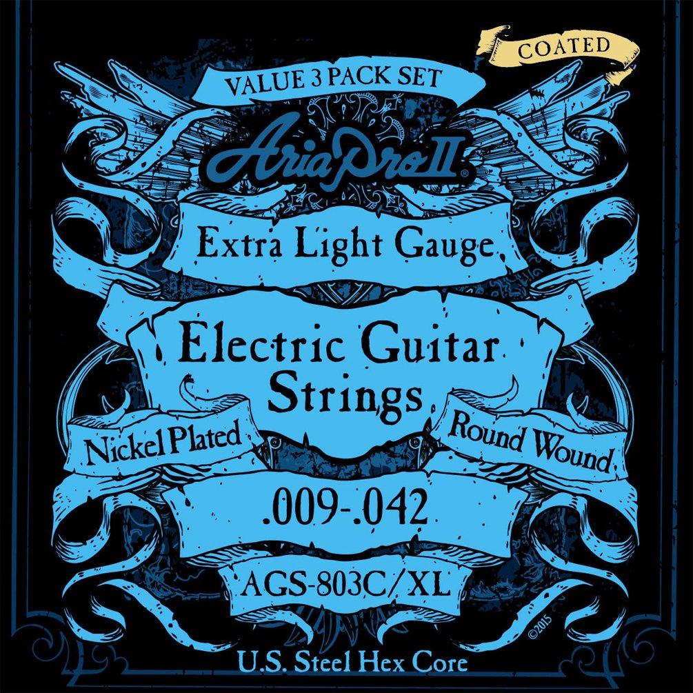 

Струны для электрогитары Ariapro II Extra Light с никелированным покрытием (3-Pack) AGS-803C XL